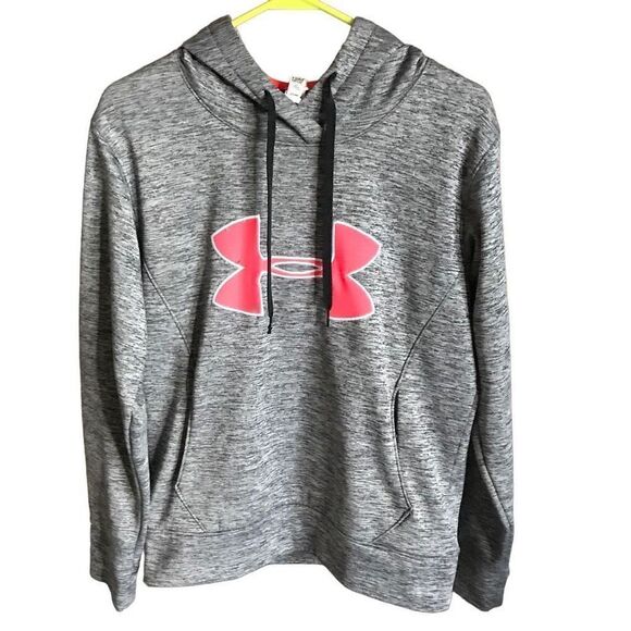 Under Armour women’s Small Loose fit cold gear Hoodie fleece lined gray pink - Picture 1 of 5